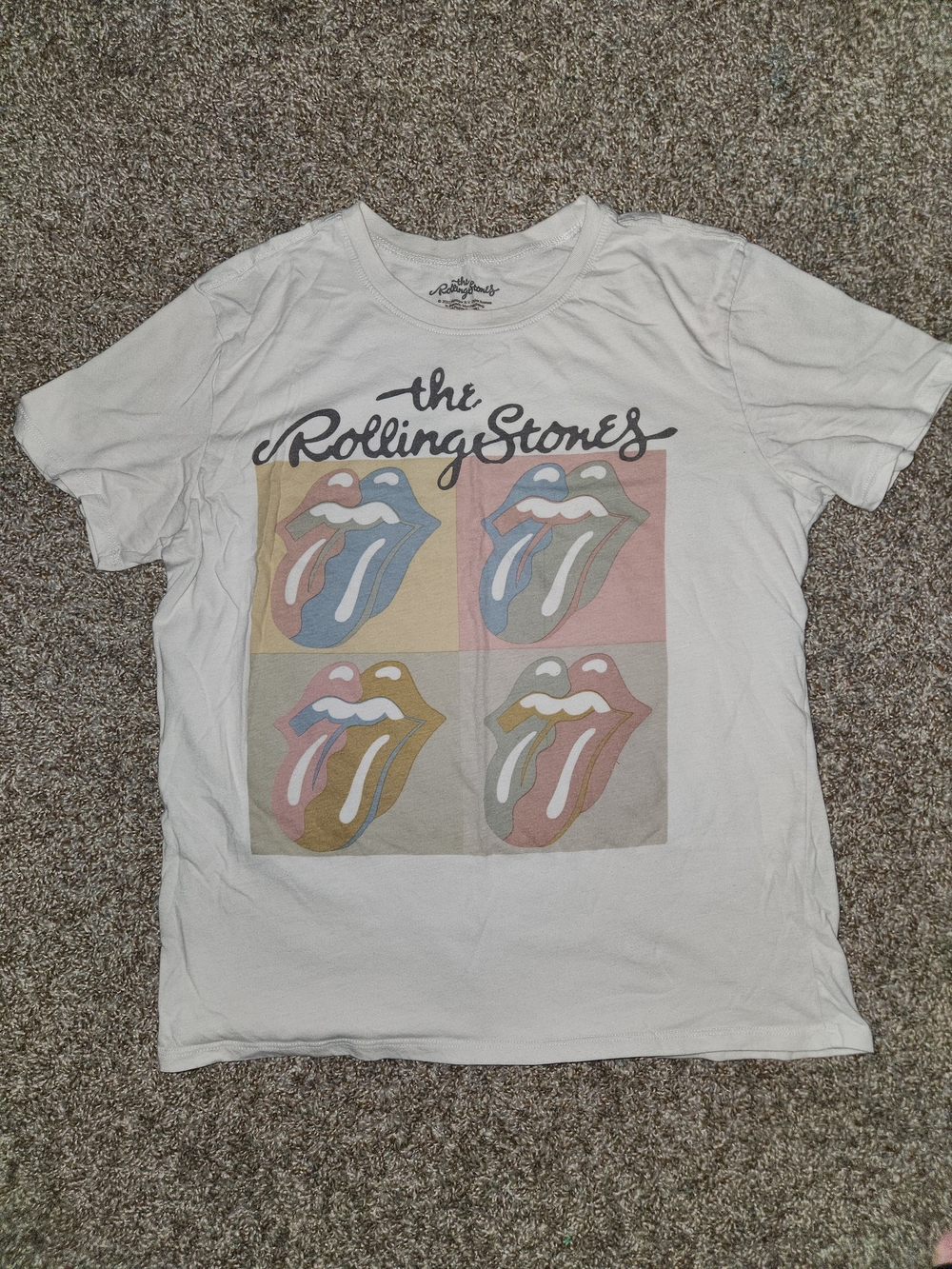 The Rolling Stones White Graphic Tee with Multicolor Tongue Print